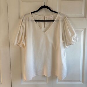 Lauren Conrad Linen Blend Vowen Bell Sleeve V-Neck Top Blouse Boho Academia XXL